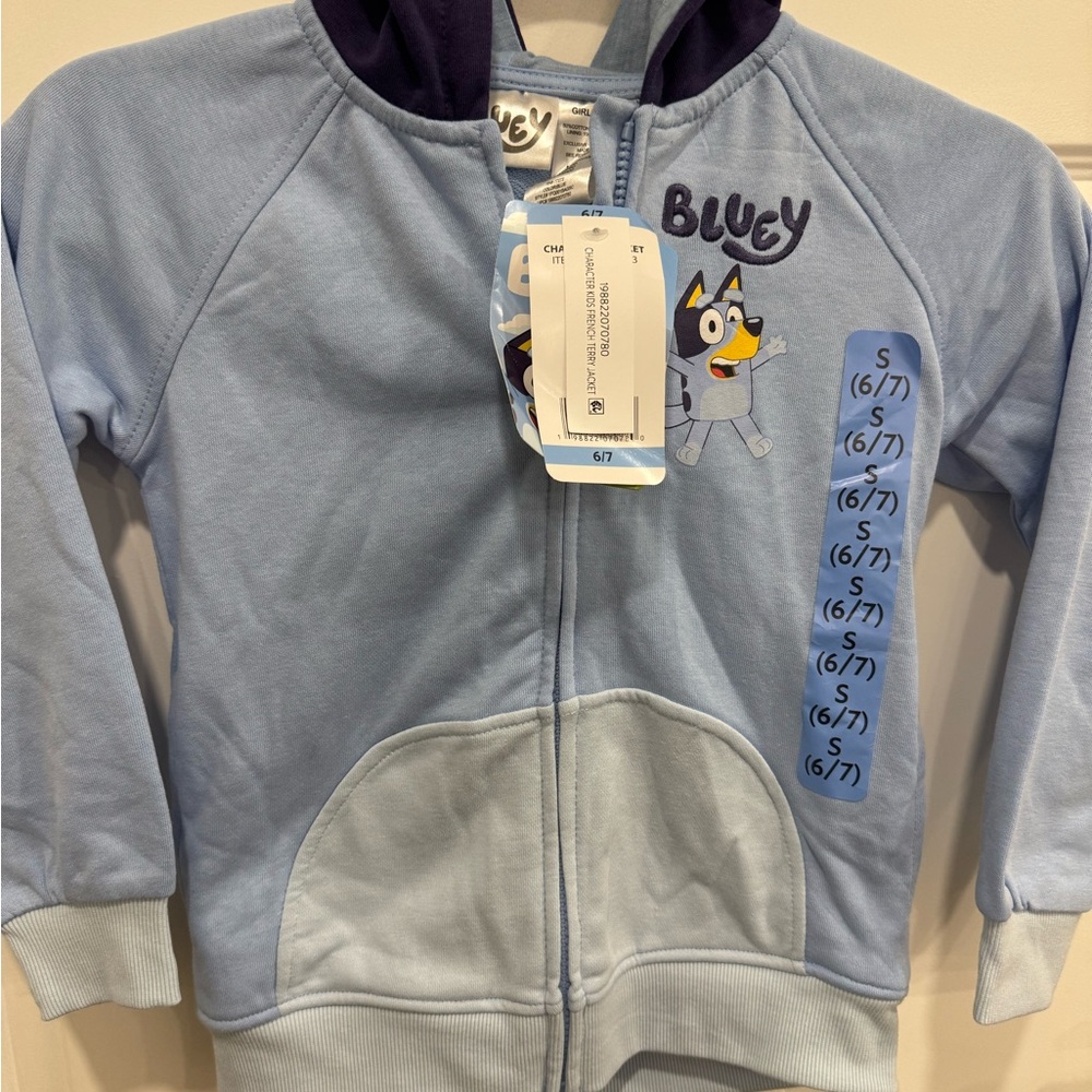 Bluey Kids Zip-Up Hoodie - Light Blue